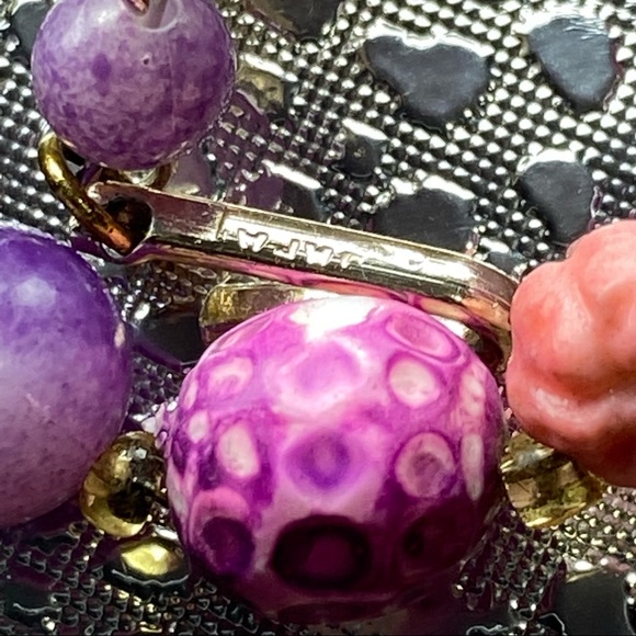 Vintage Purple Silver Tone Flower Beaded Multi Strand Collar Statement Necklace - Picture 4 of 11